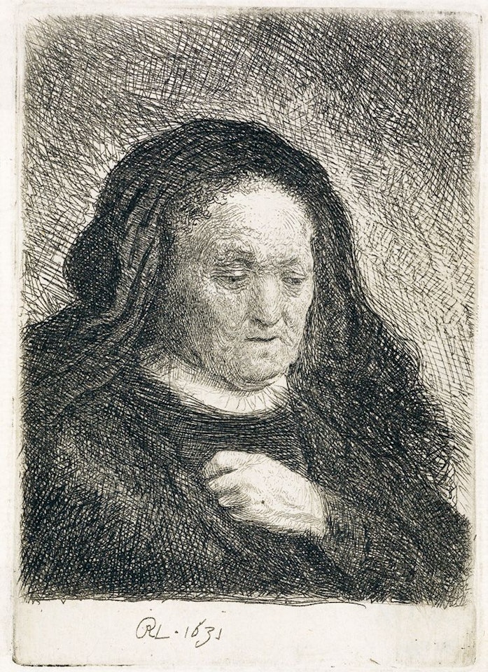 The Artist's Mother With Her Hand On Her Chest: Small Bust by Attributed to Rembrandt Harmensz van Rijn