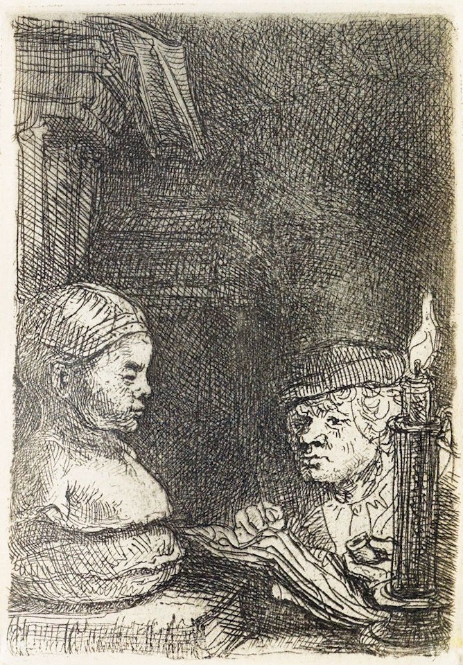 Man Drawing From A Cast by Attributed to Rembrandt Harmensz van Rijn