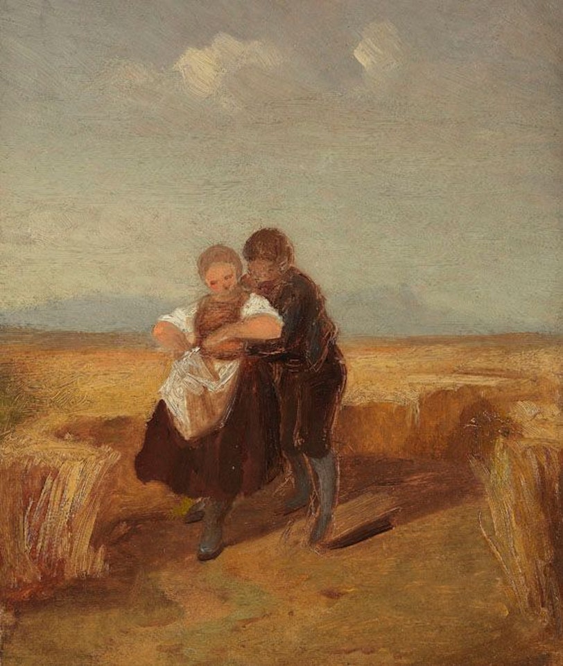Bub und Mädchen im Kornfeld by Carl Spitzweg
