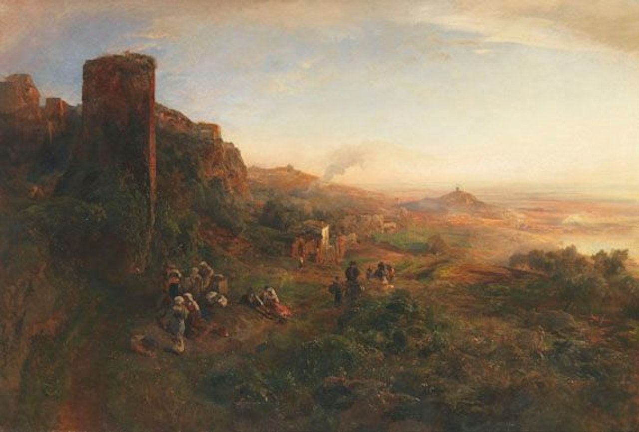 Abendstimmung in den Albaner Bergen by Oswald Achenbach