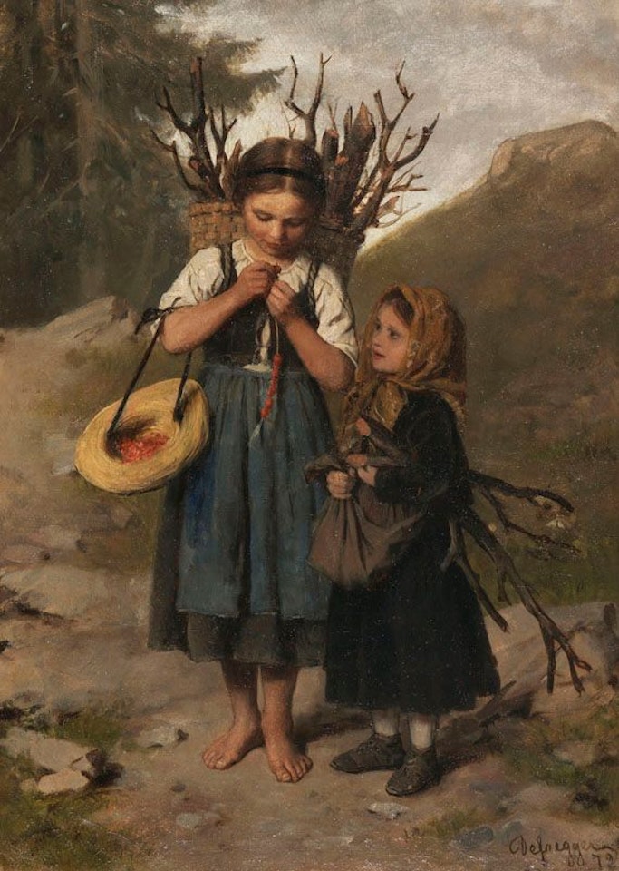Die kleinen Reisigsammlerinnen by Franz von Defregger