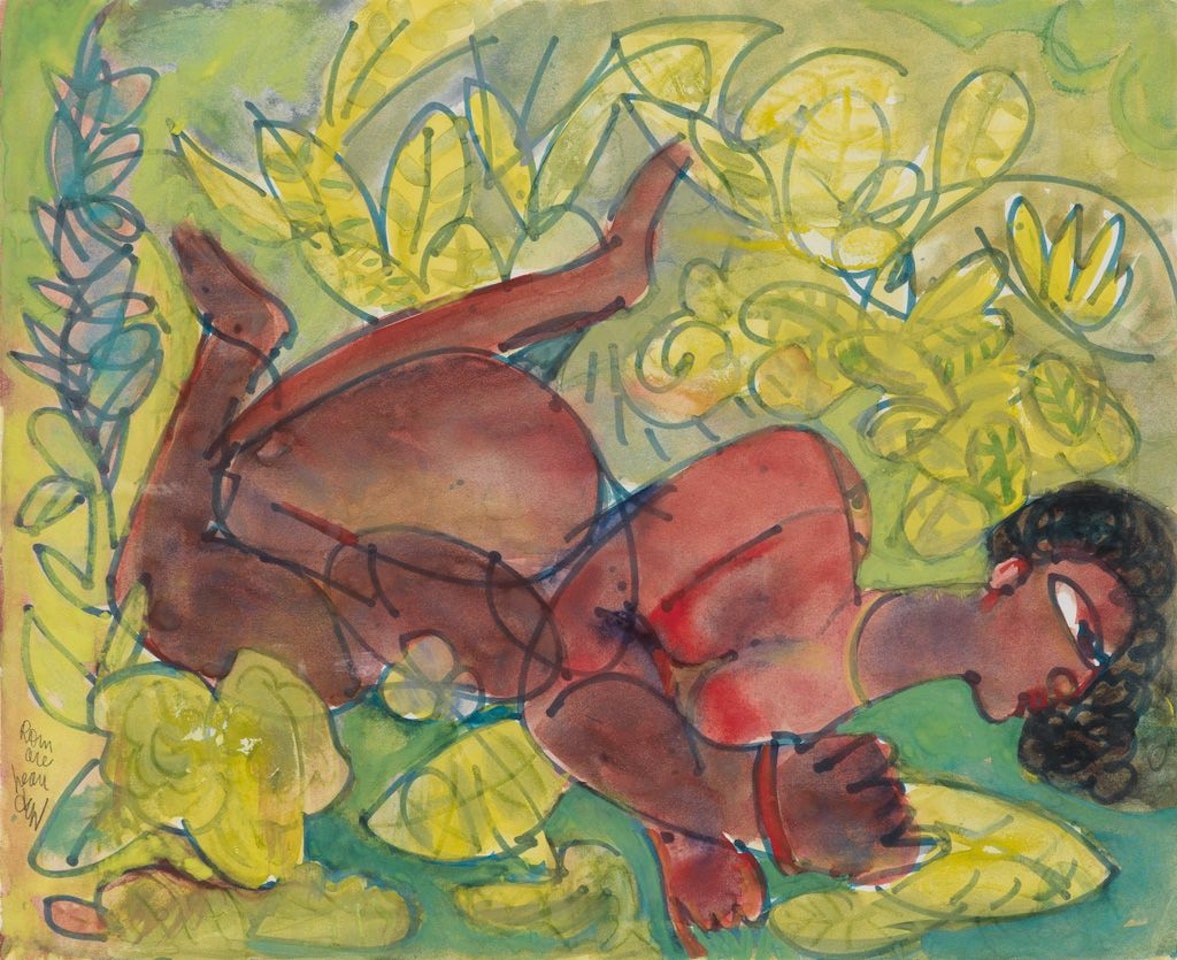 Untitled (nude In Garden) by Romare Bearden