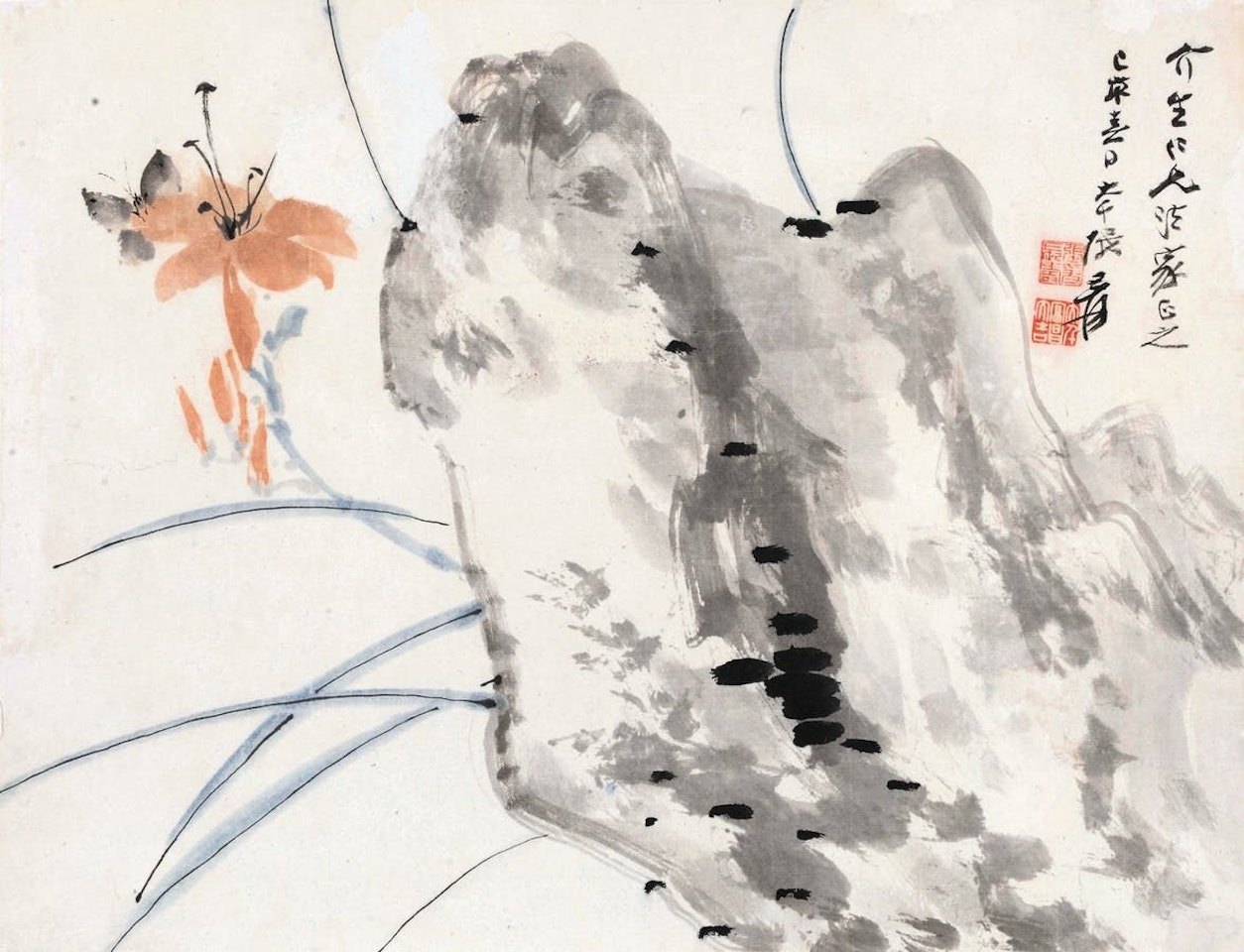 ORCHID AND ROCK by Zhang Daqian
