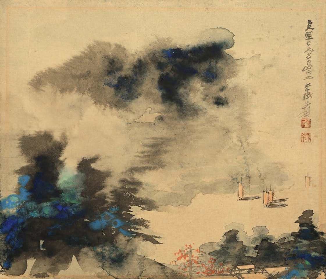 BOAT ON THE RIVER by Zhang Daqian