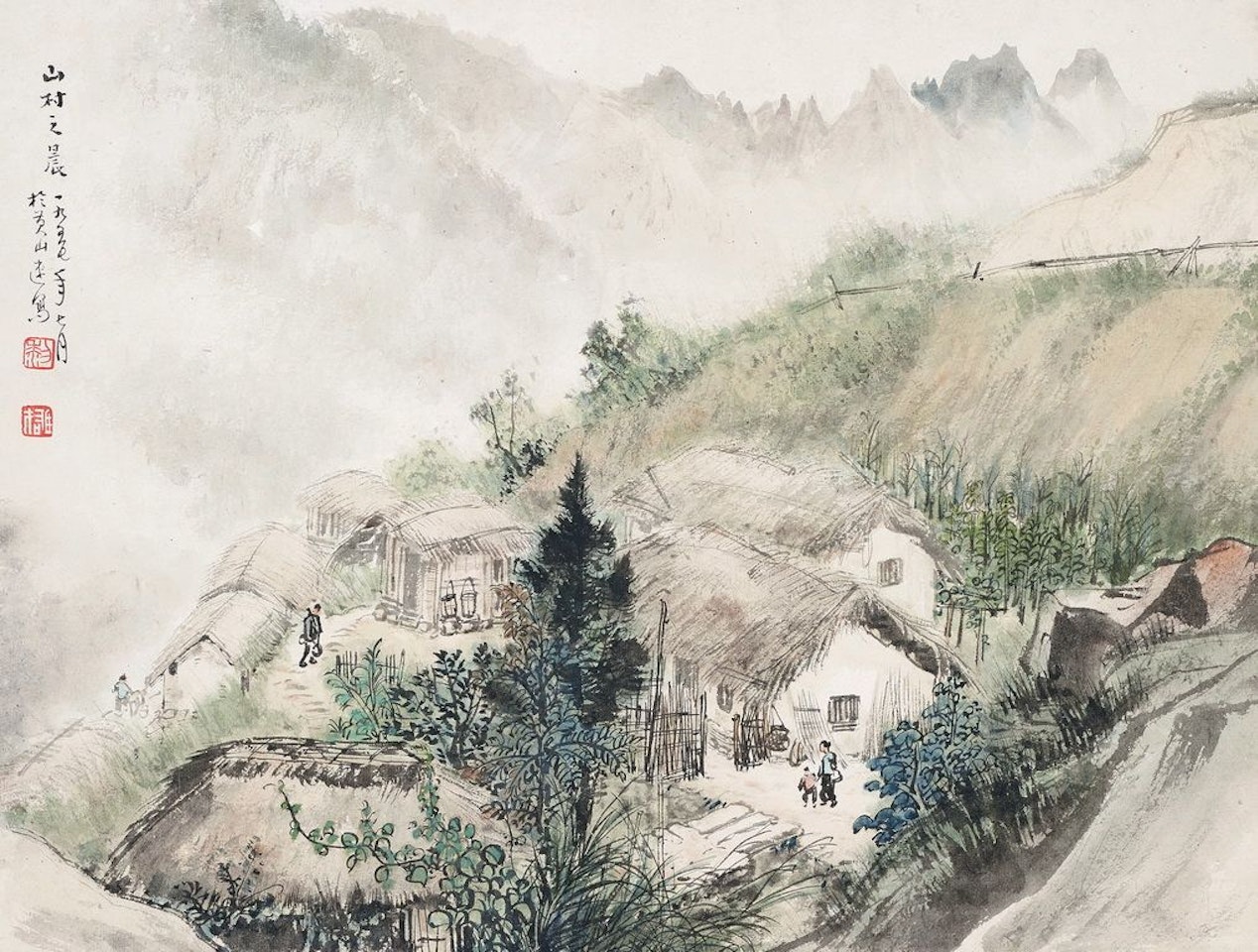 Morning In A Village by Li Xiongcai