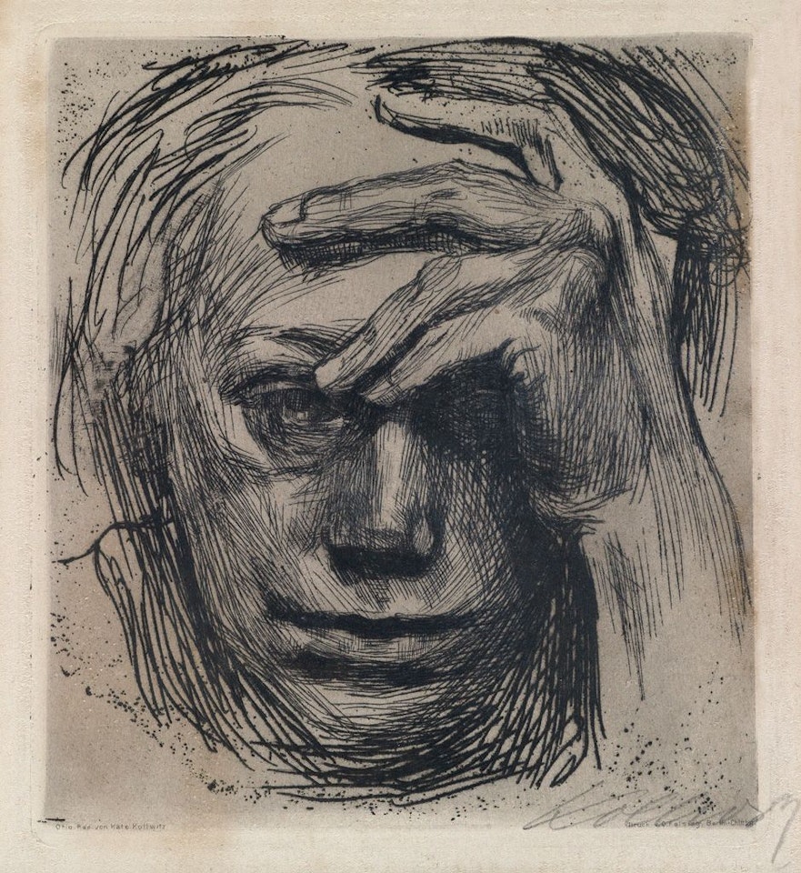 Selbstbildnis Mit Der Hand An Der Stirn by Kathe Kollwitz