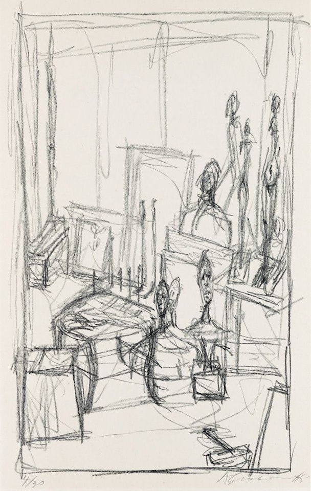 Têtes Et Tabouret by Alberto Giacometti