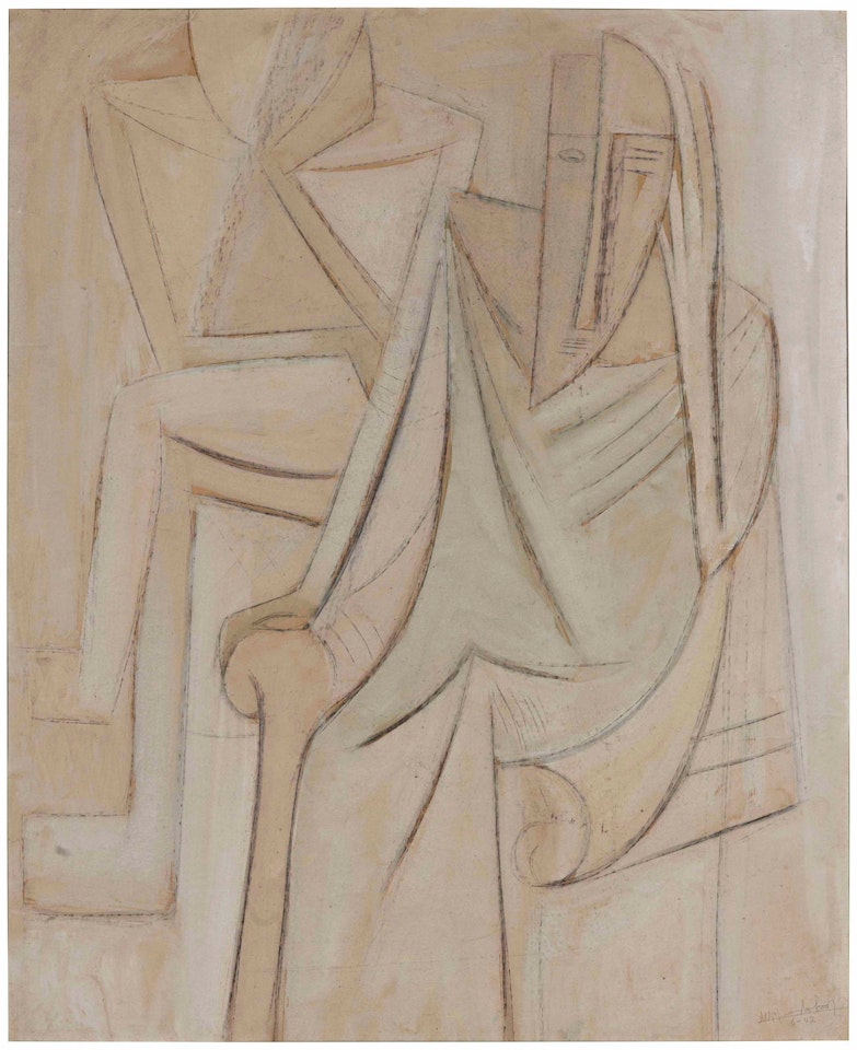 Untitled (Two Seated Figures) by Wifredo Lam