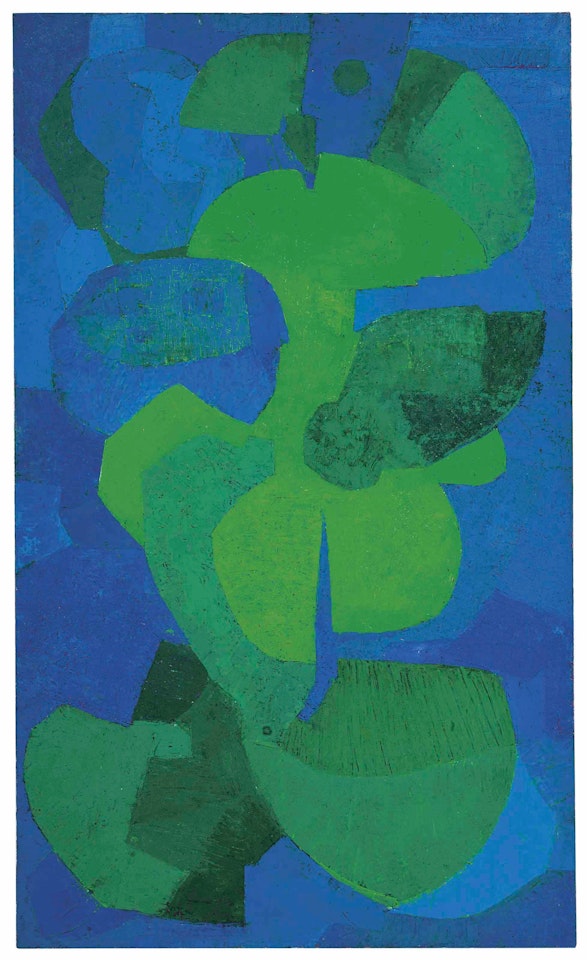 Untitled (Composición en azul y verde) by Pedro Coronel