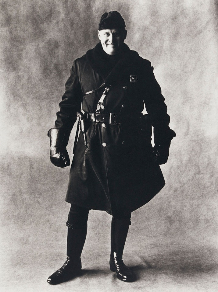 MOTORCYCLE POLICEMAN, NEW YORK by Irving Penn