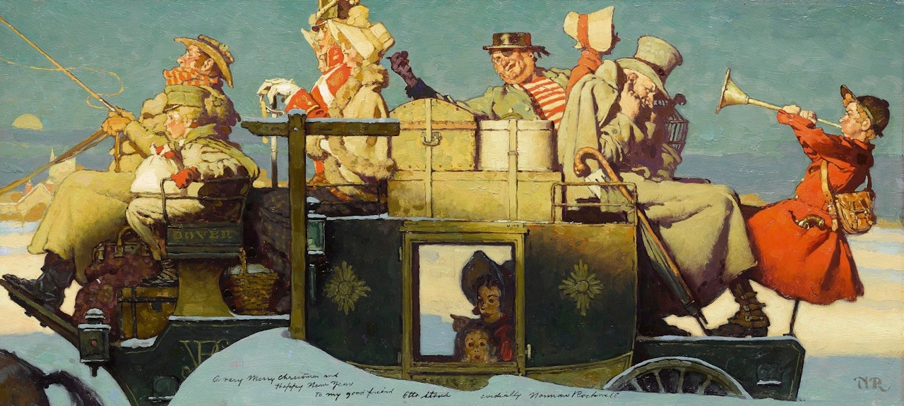 STUDY FOR 'THE CHRISTMAS COACH' by Norman Rockwell