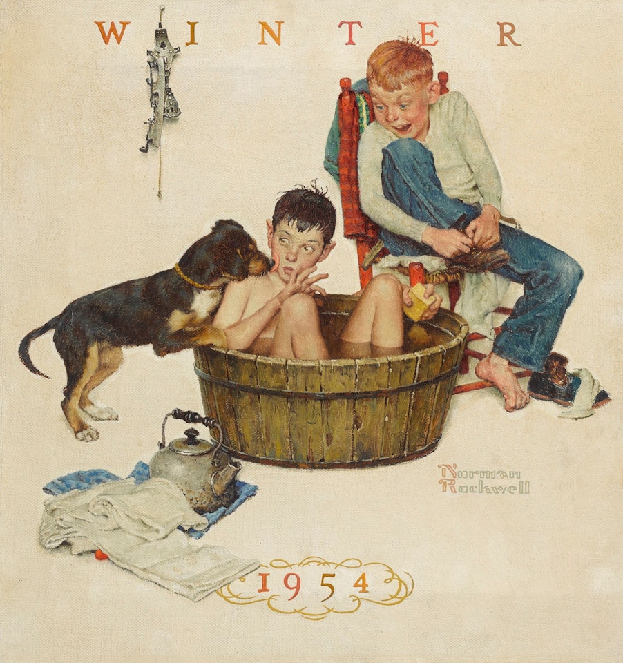 ME AND MY PAL: THE BATH by Norman Rockwell