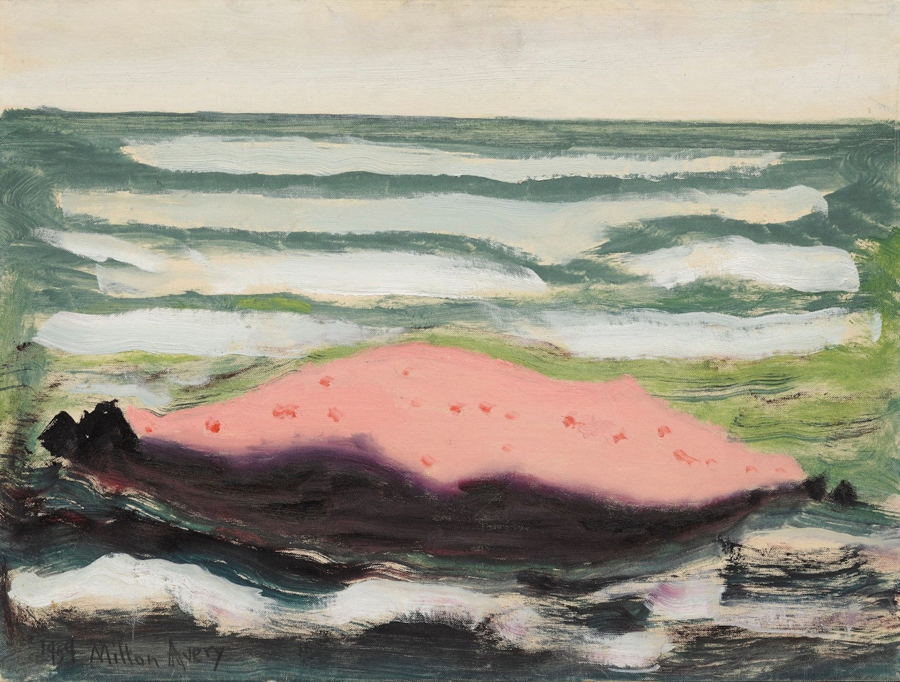 PINK ISLAND, WHITE WAVES by Milton Avery