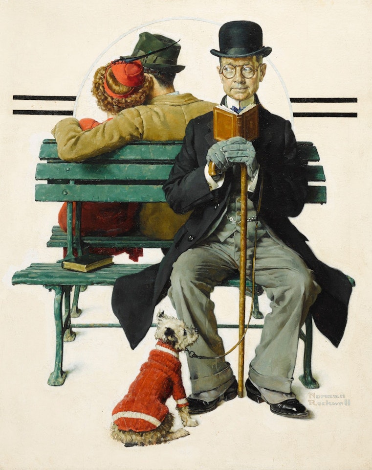 OVERHEARD LOVERS by Norman Rockwell