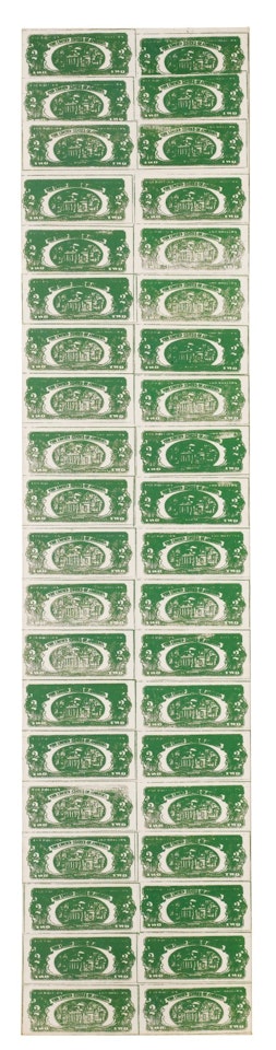 TWO DOLLAR BILLS (BACK) (40 TWO DOLLAR BILLS IN GREEN)  by Andy Warhol