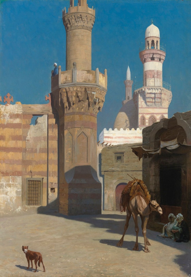 UNE JOURNÉE CHAUDE AU CAIRE (DEVANT LA MOSQUÉE) by Jean Léon Gérome