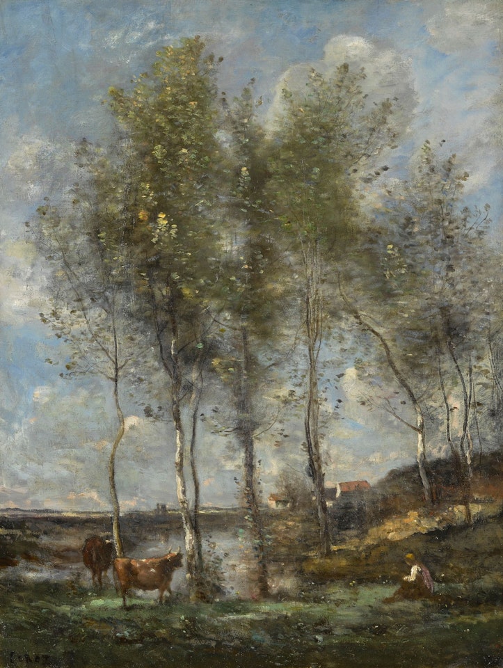 LES BOULEAUX DES MARAIS DE BOVES by Jean Baptiste Camille Corot