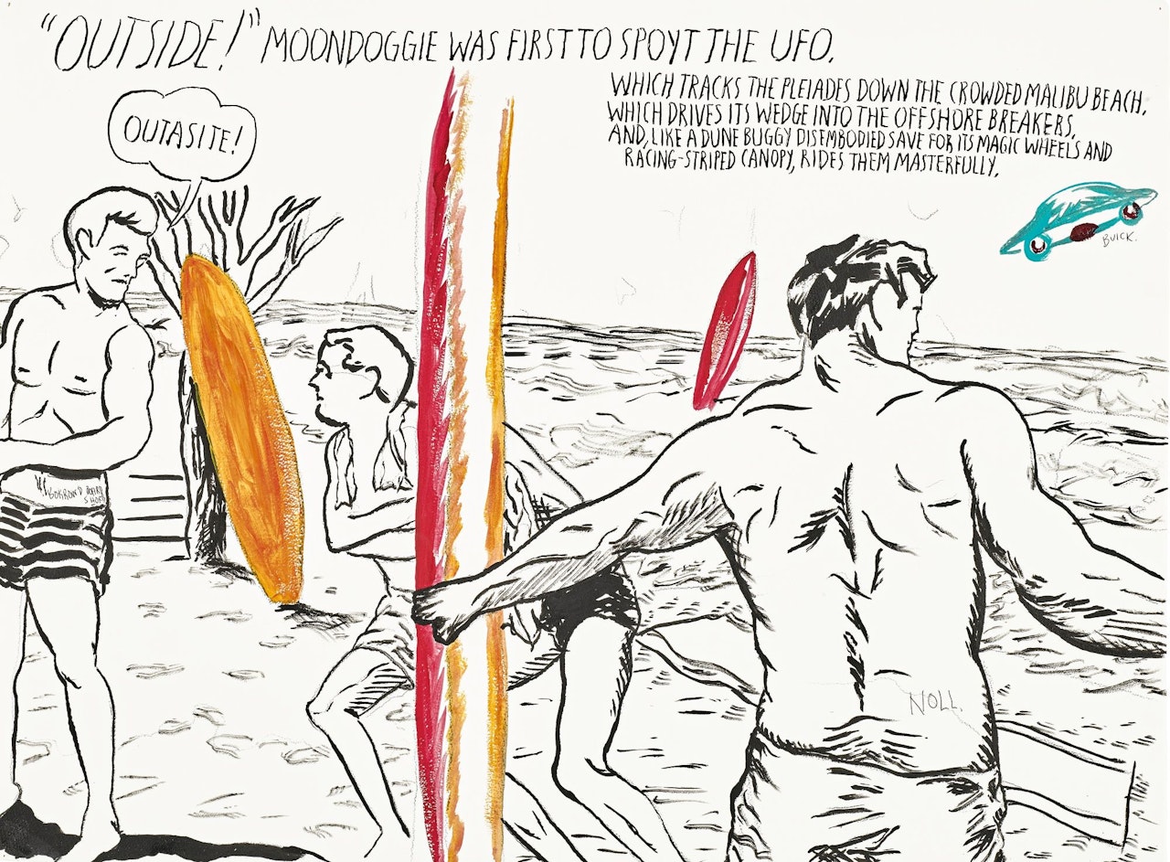 NO TITLE (OUTSIDE! MOONDOGGIE WAS...) by Raymond Pettibon