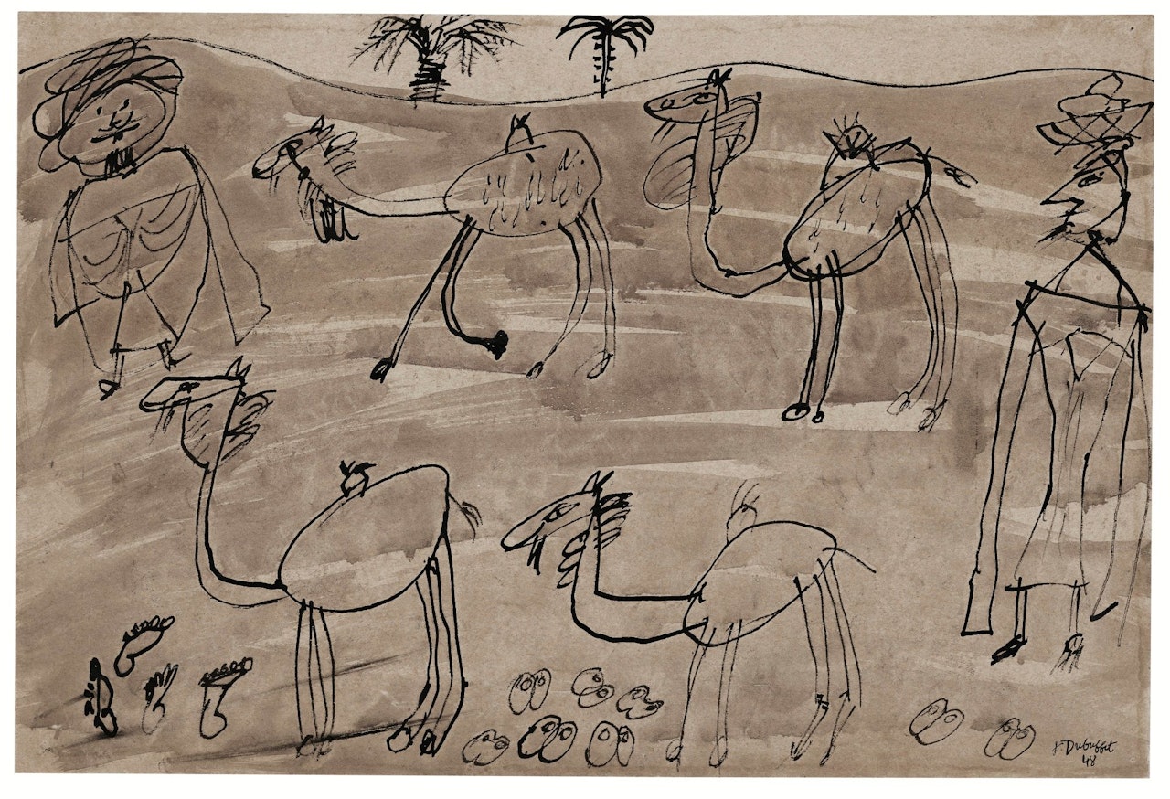 SANS TITRE (DEUX ARABES ET QUATRE CHAMEAUX) by Jean Dubuffet