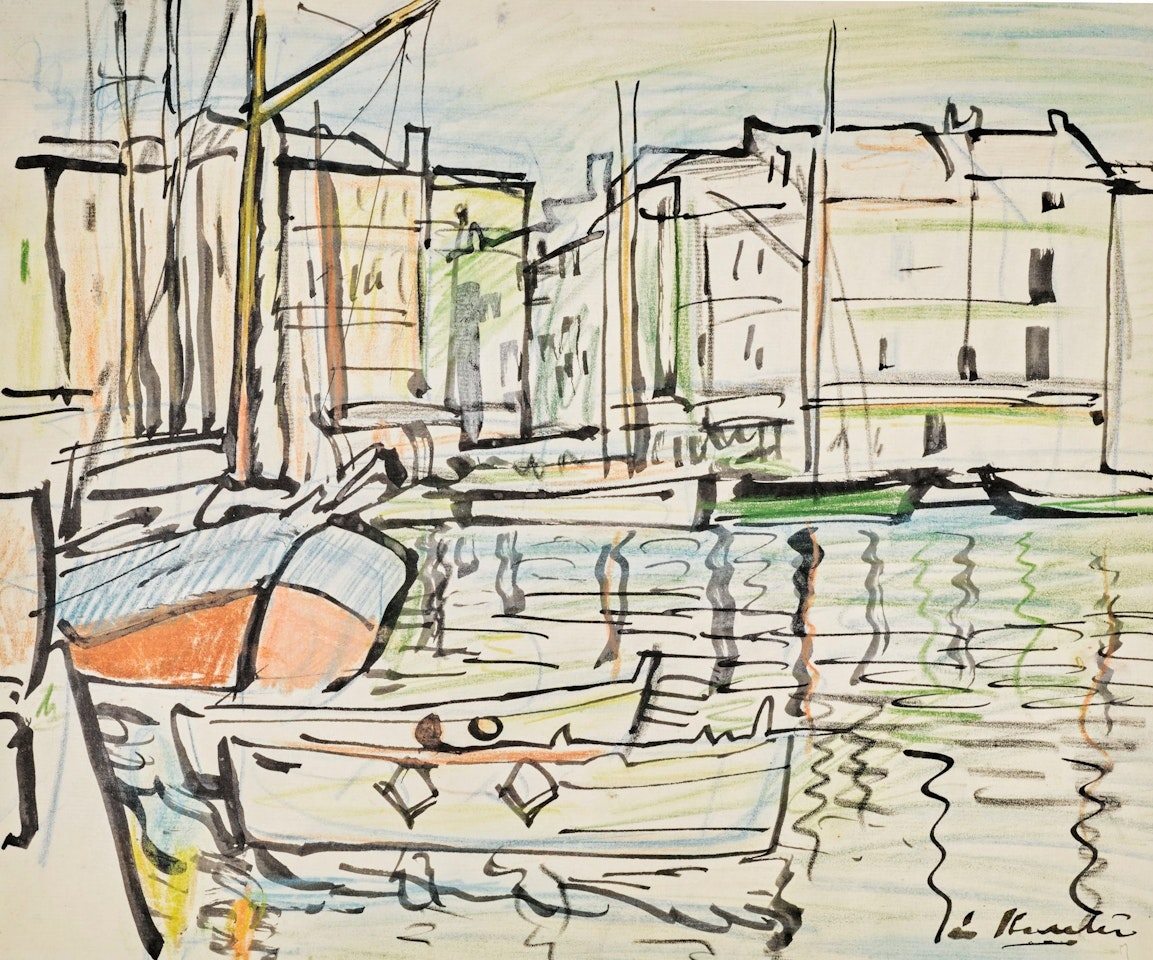 THE HARBOUR, ST. TROPEZ by George Leslie Hunter