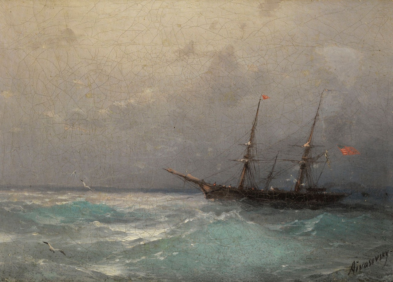 AMERICAN SHIP AT SEA by Ivan Konstantinovich Aivazovsky