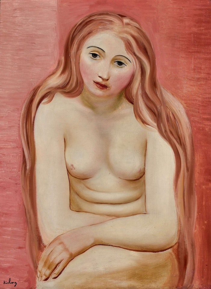 Seated nude by Moïse Kisling