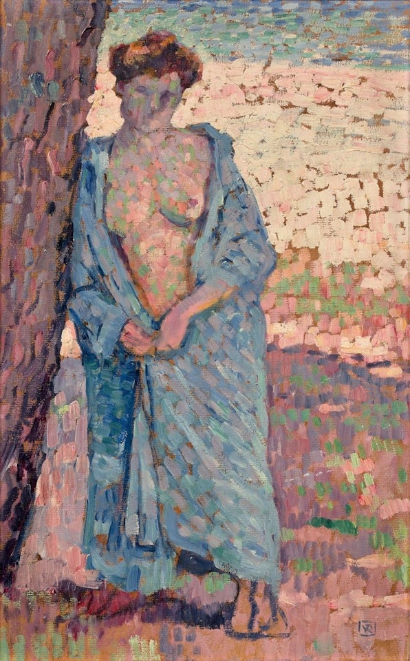 Young woman in blue bathrobe by Theo van Rysselberghe
