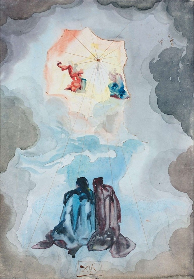 The ecstasy of Dante, illustration for the song 15 of Paradise, The Divine Comedy of Dante by Salvador Dali