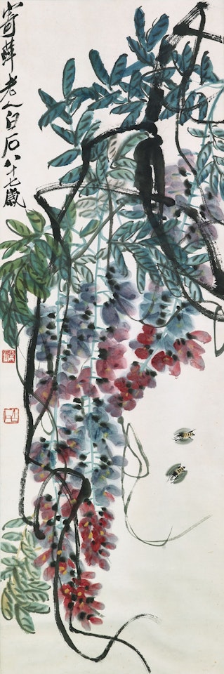 Wisteria and Bees by Qi Baishi