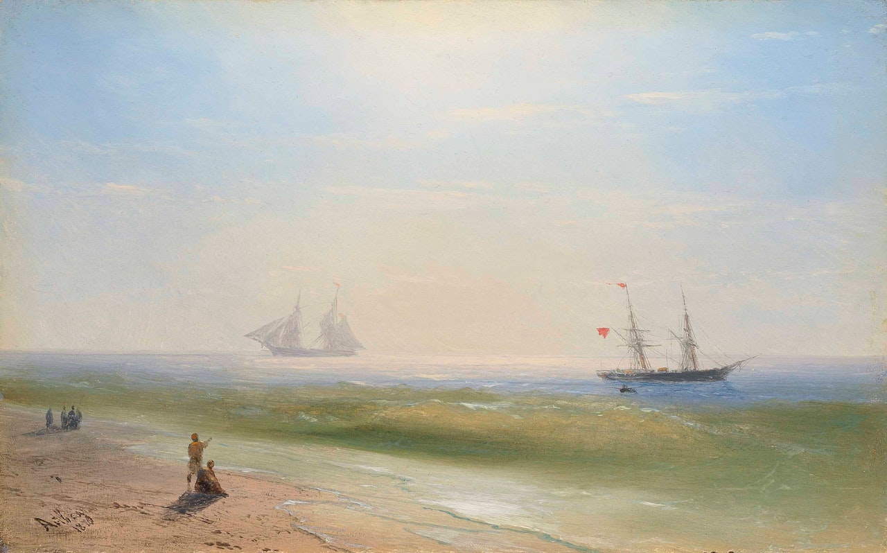 Sailing along the shore by Ivan Konstantinovich Aivazovsky