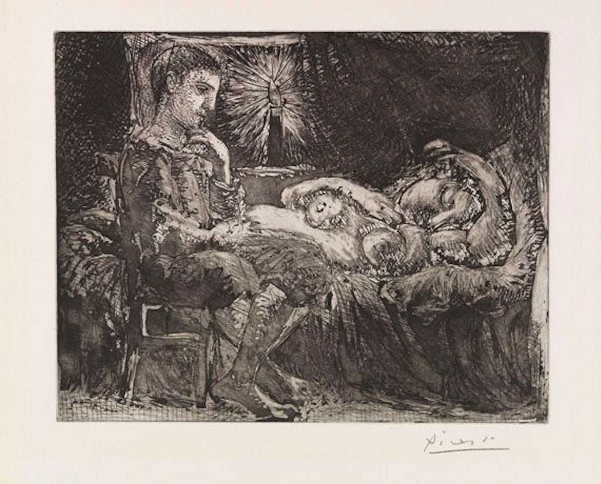 Garçon et dormeuse à la chandelle by Pablo Picasso