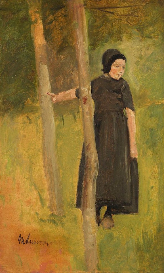 Kind unter Bäumen - Studie zu den "Spielenden Kindern" by Max Liebermann