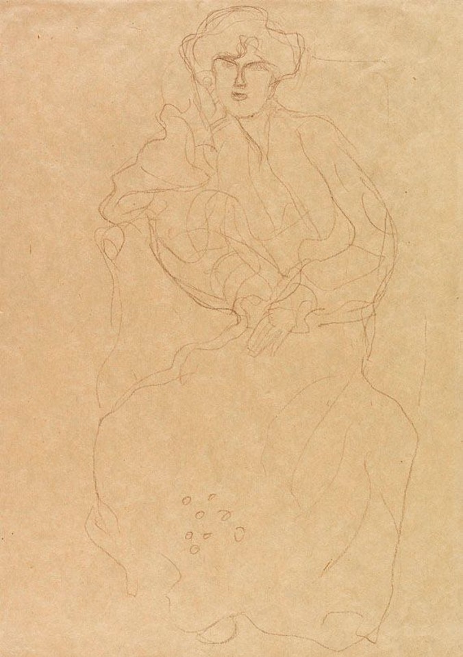 Im Lehnstuhl Sitzende von vorne by Gustav Klimt