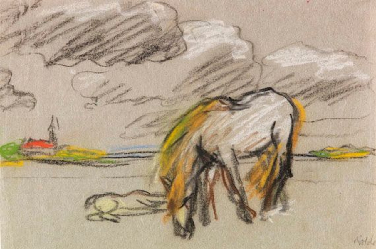 Pferd mit Fohlen by Emil Nolde
