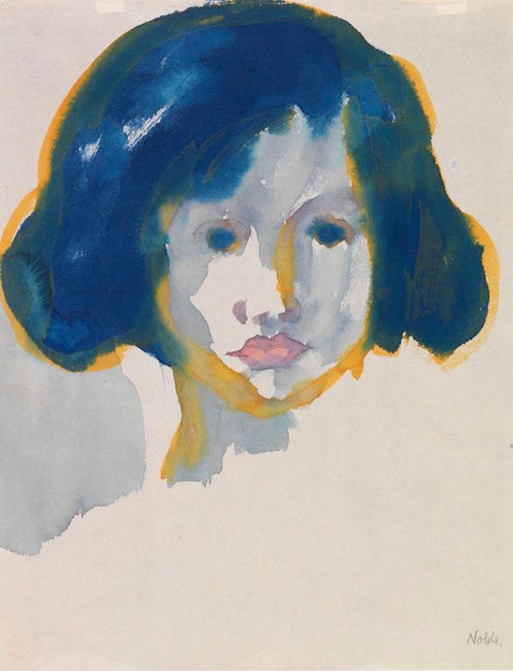 Mädchen mit blauem Haar by Emil Nolde