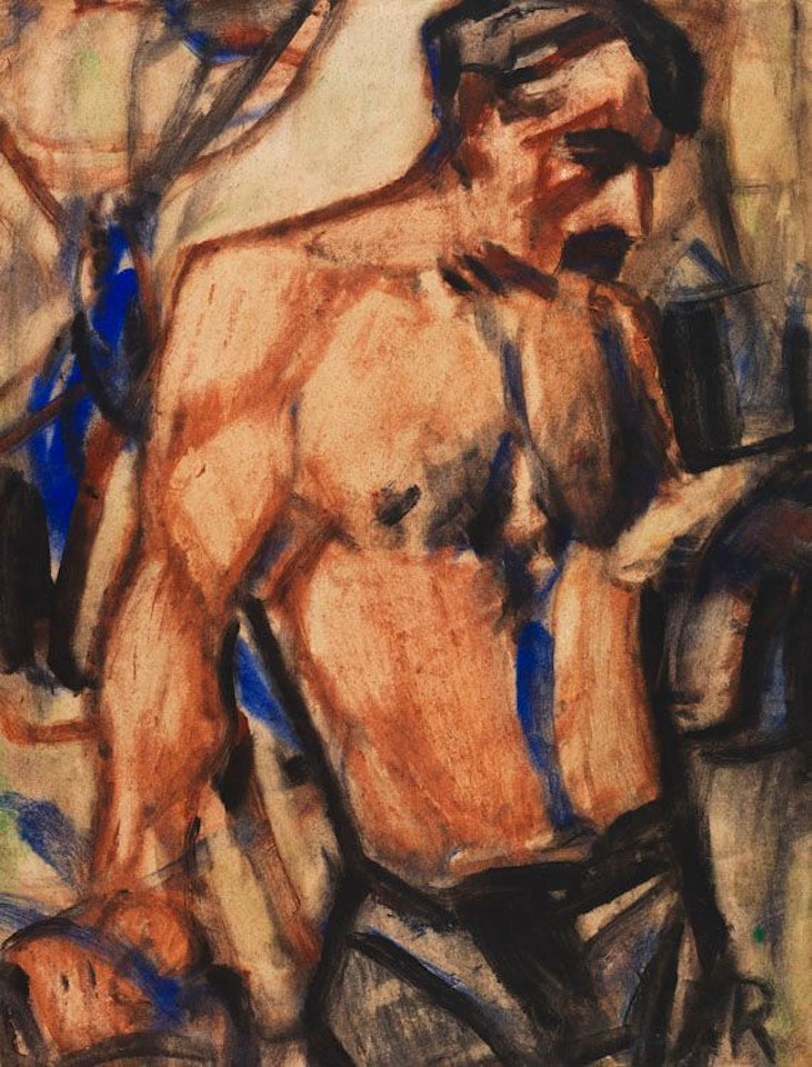 Arbeiter mit nacktem Oberkörper by Christian Rohlfs