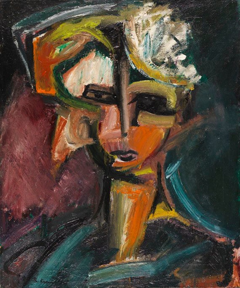 Weiblicher Kopf mit einer Blüte im Haar by Bruno Krauskopf