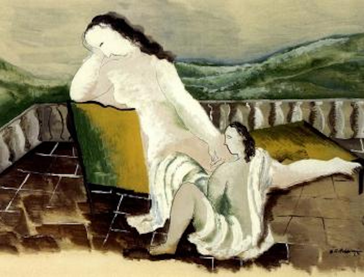 Two women on the terrace by Ossip Zadkine