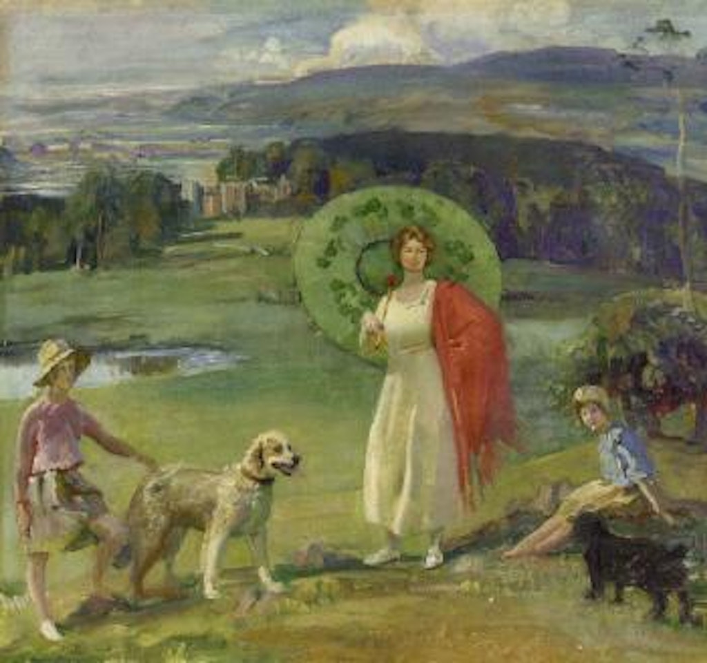 Mrs Robert Rankin and her daughters at Broughton Towers by Alfred James Munnings