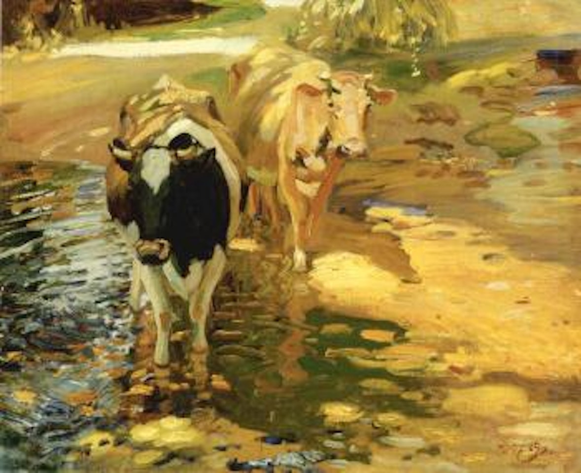 Impression of cows in a stream, Lamorna by Alfred James Munnings