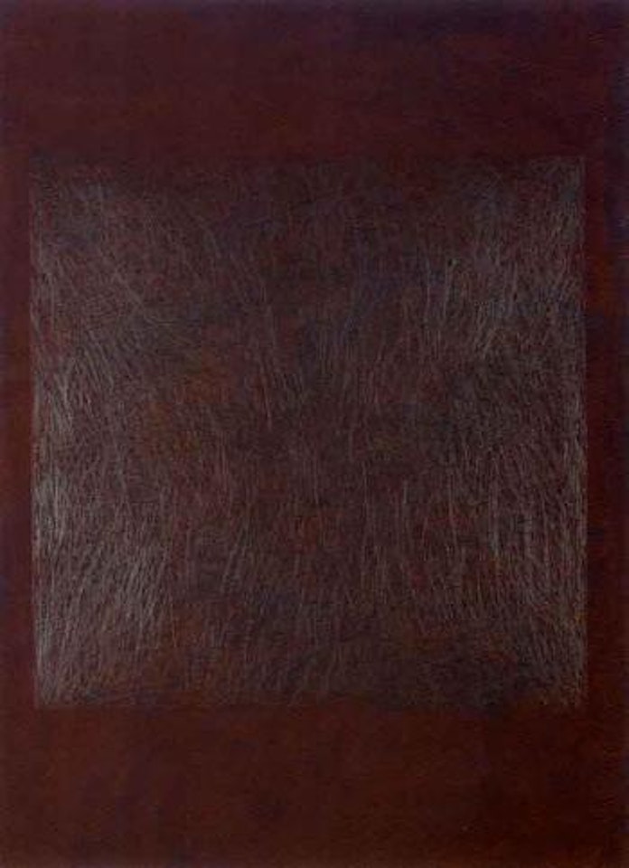 Colour gouache with 19 inch square with scribbles by Sol LeWitt
