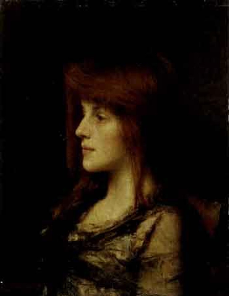 Portrait of a young woman in profile by Alexei Harlamoff