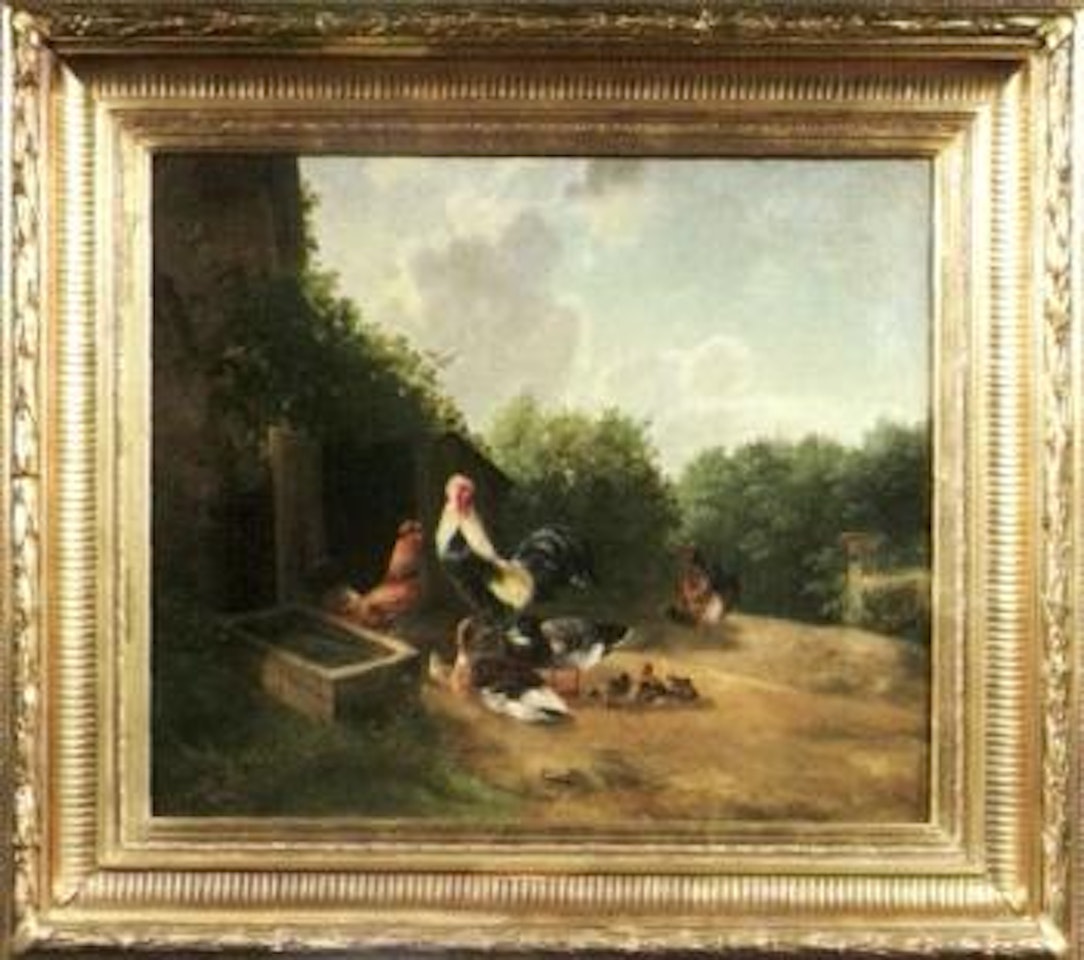 Poultry at water trough by August Knip
