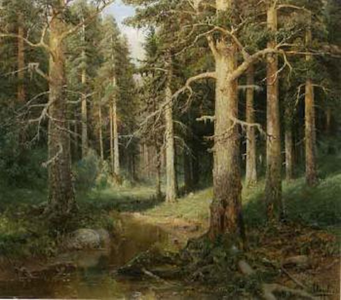 Forest interior by Russian School