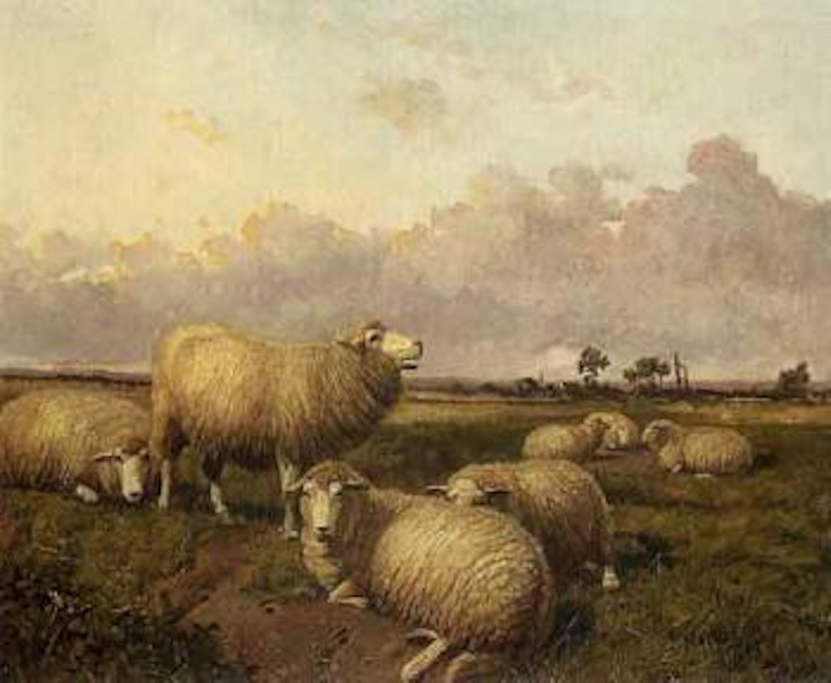 Sheep in meadow by Thomas Sidney Cooper