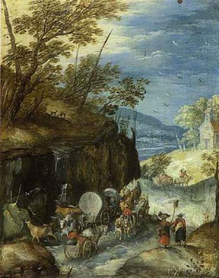 Travellers on country road by Jan Brueghel the Younger