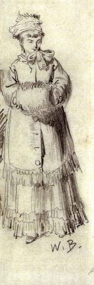 Grete Fehlow with fur hat and muff by Wilhelm Busch