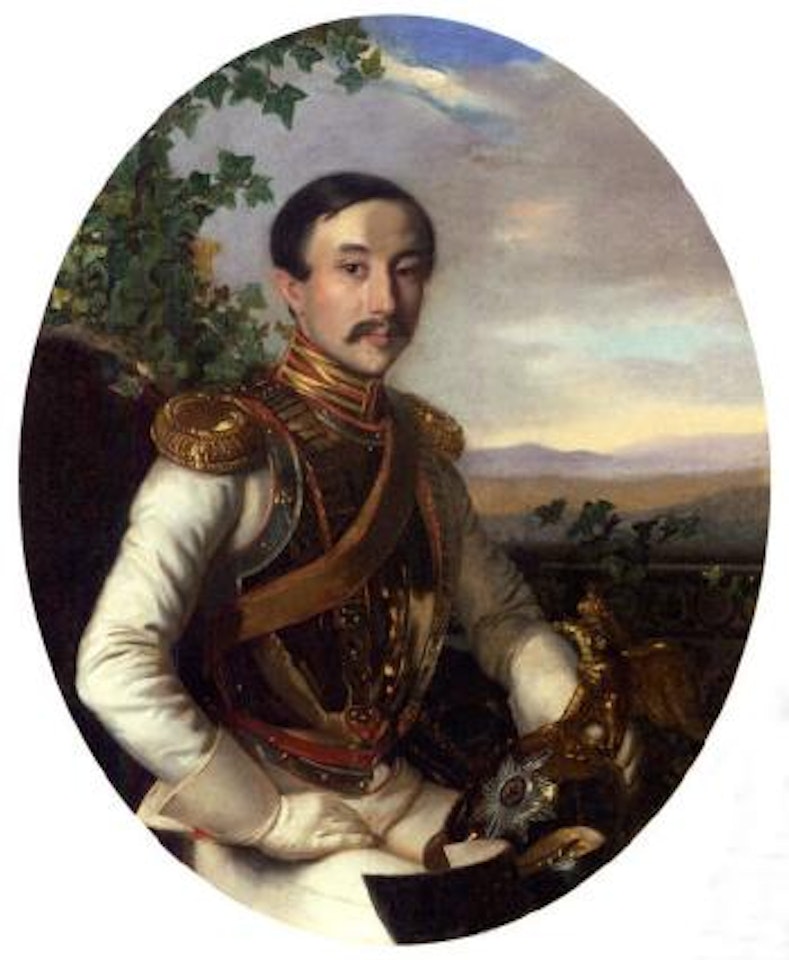 Portrait of First Lieutenant Arnoldi and his wife by Russian School