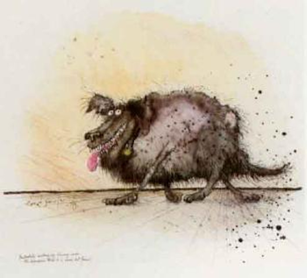 Particularly revolting dog glowing under the impression that it is man's best friend by Ronald Searle