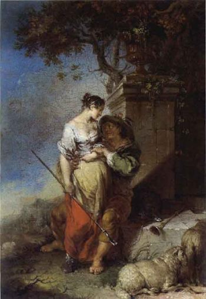 An amorous couple in a landscape by Januarius Johann Rasso Zick